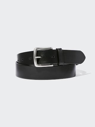 Mens Italian Oiled Leather Belt Black Large UNIQLO US Product Image