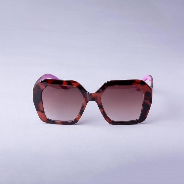Womens Two-Tone Oversized Angular Square Sunglasses - A New Day Product Image