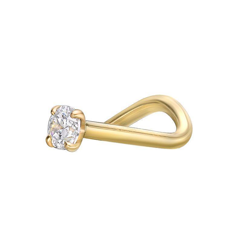 Lila Moon 14k Gold 2 mm Cubic Zirconia Curved Nose Stud, Womens Product Image