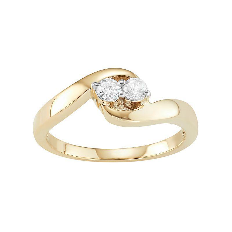 Jewelexcess 10k Gold 1/4 Carat T.W. Diamond 2-Stone Ring, Womens White Product Image