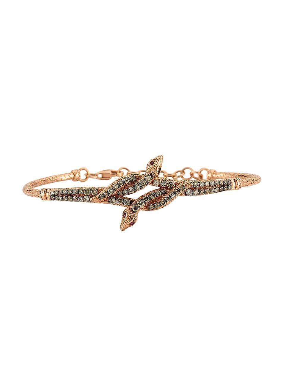 Womens Eve Kundalini 18K Rose Gold, 0.89 TCW Diamond & Ruby Snake Bracelet Product Image