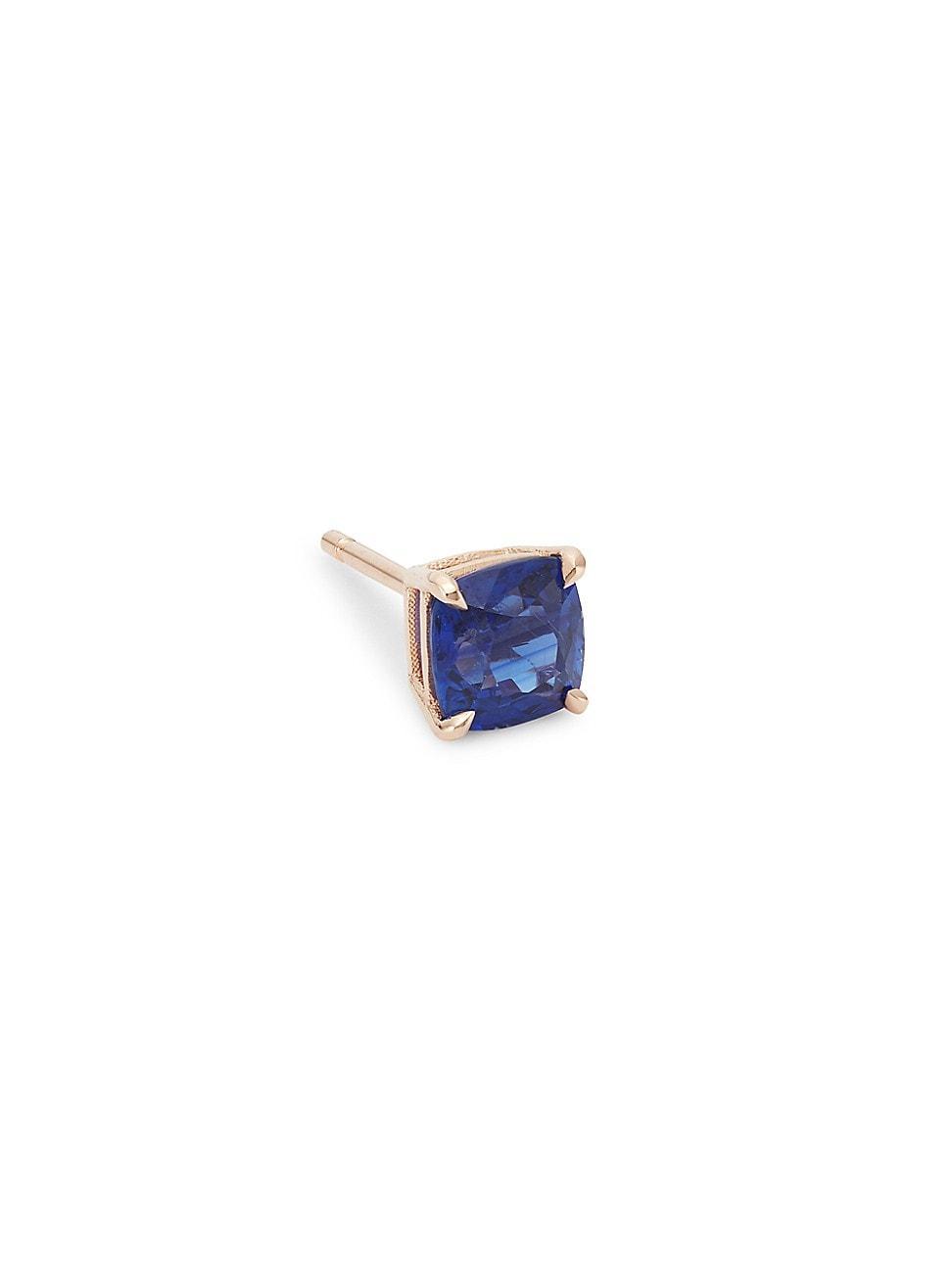 Womens 18K Rose Gold & Blue Sapphire Single Stud Earring Product Image