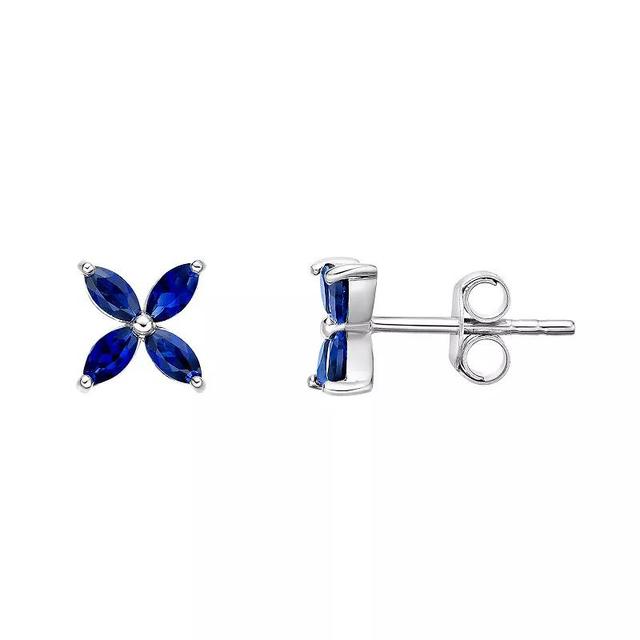 Gemminded Sterling Silver Lab-Created Sapphire Stud Earrings, Womens Product Image