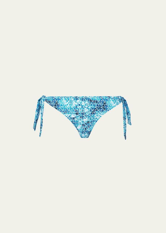 Womens Tie-Dye Flowers Side-Tie Bikini Bottom Product Image