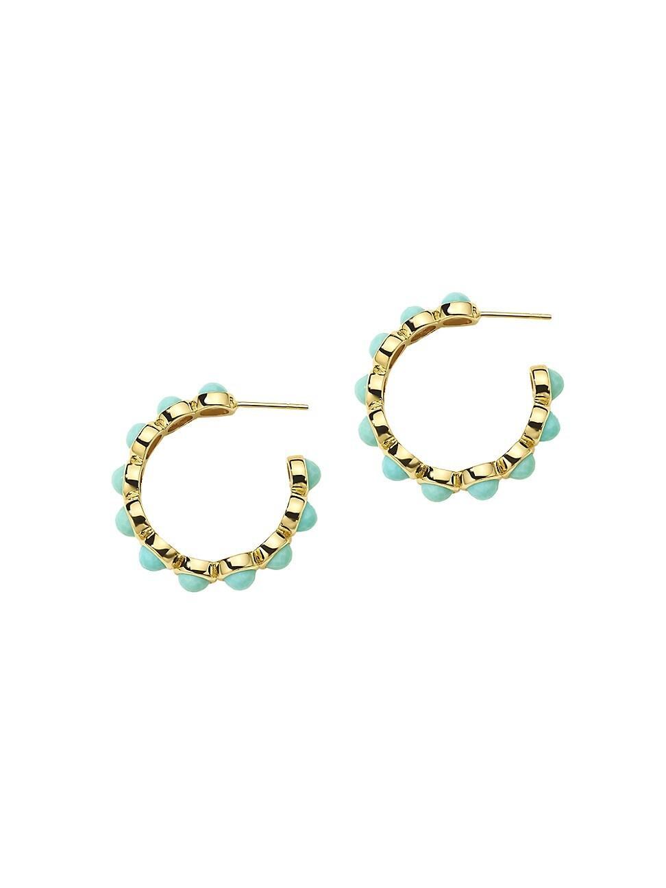 Womens Lollipop 18K Green Gold & Turquoise Small Hoop Earrings Product Image