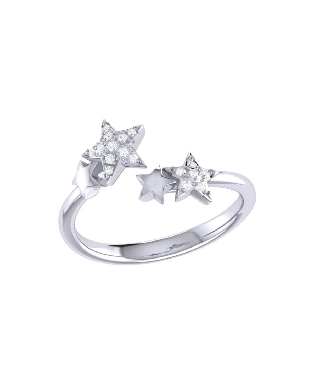 LuvMyJewelry Dazzling Star Couples Design Sterling Silver Diamond Open Women Ring Product Image