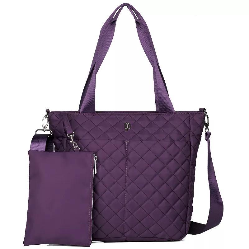 Womens Julia Buxton Nylon Quilted Organizer Tote Bag, Purple Product Image