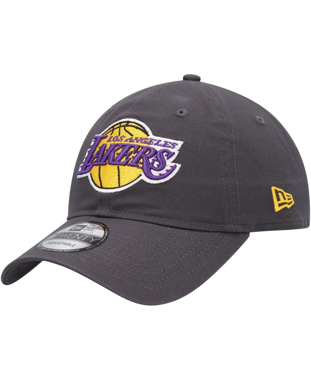 Mens New Era Charcoal Los Angeles Lakers Team 2.0 9TWENTY Adjustable Hat Product Image