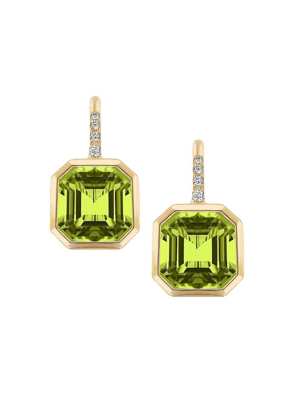 Womens Gossip 18K Yellow Gold, Peridot, & 0.08 TCW Diamond Drop Earrings Product Image