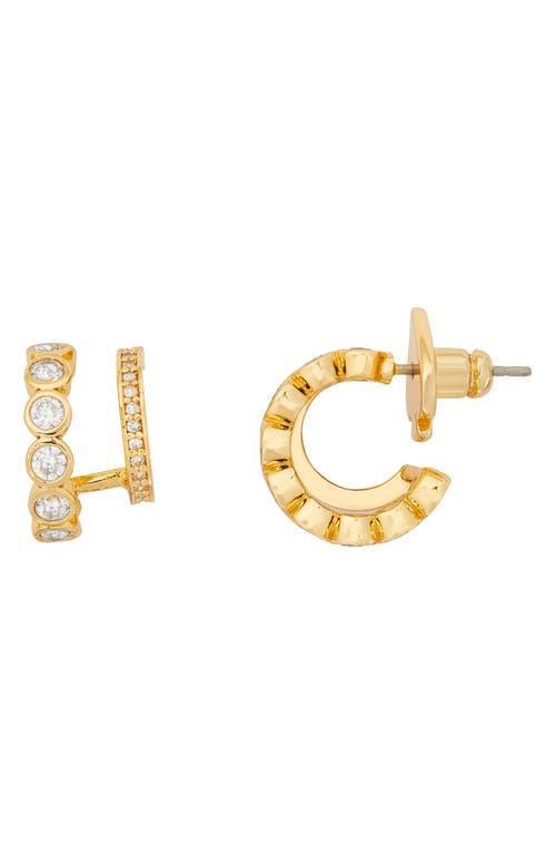 kate spade new york dazzle crystal double huggie hoop earrings Product Image