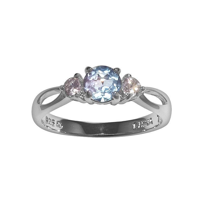 Sterling Silver Blue Topaz and Cubic Zirconia Ring, Womens Product Image