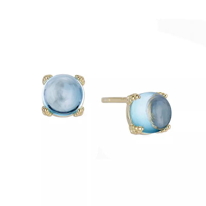 House of Frosted 14K White Gold Plated Blue Topaz Floral Stud Earrings, Womens, Gold Tone Product Image