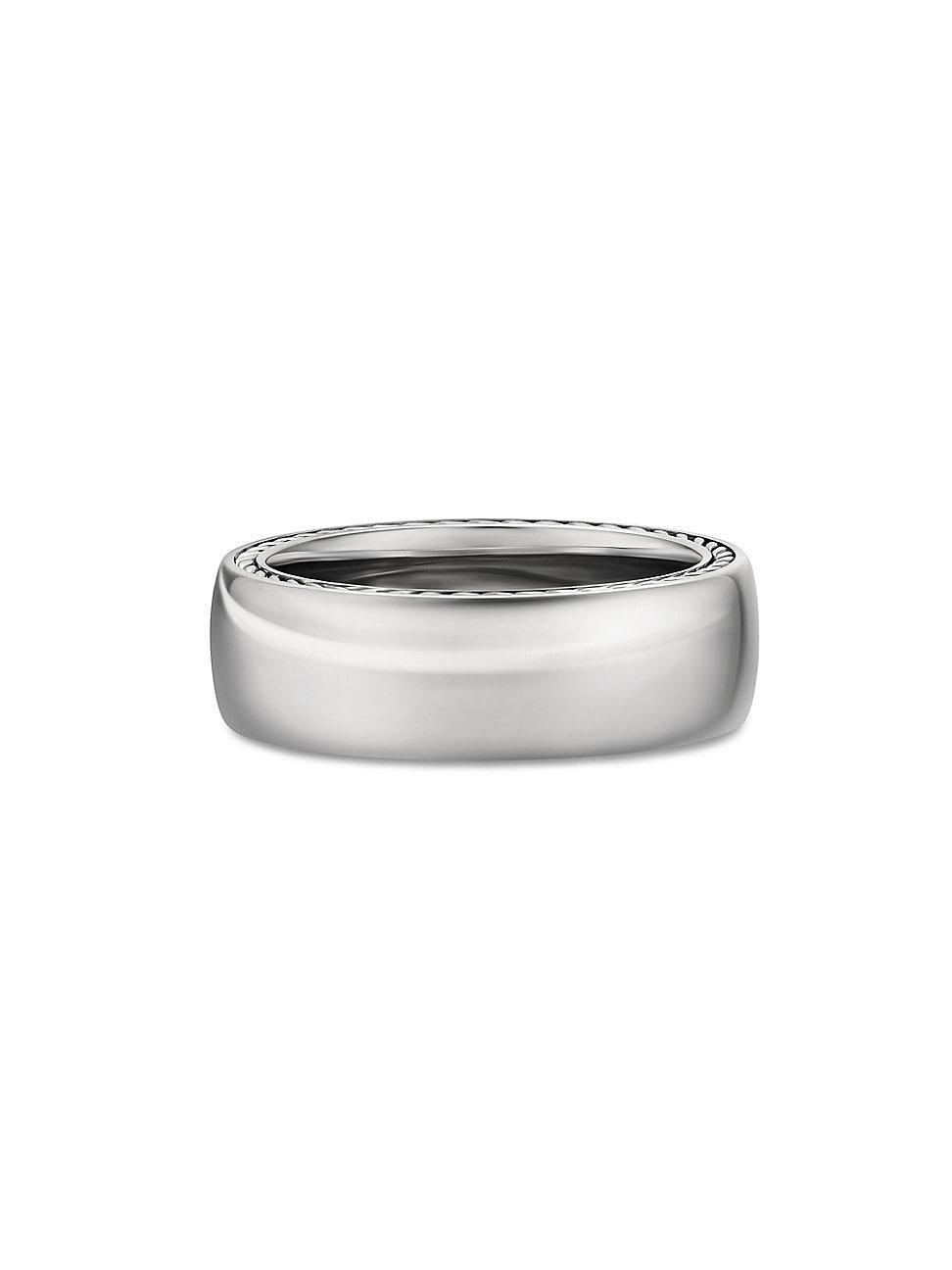 Mens Streamline Band Ring in 18K White Gold, 8MM Product Image