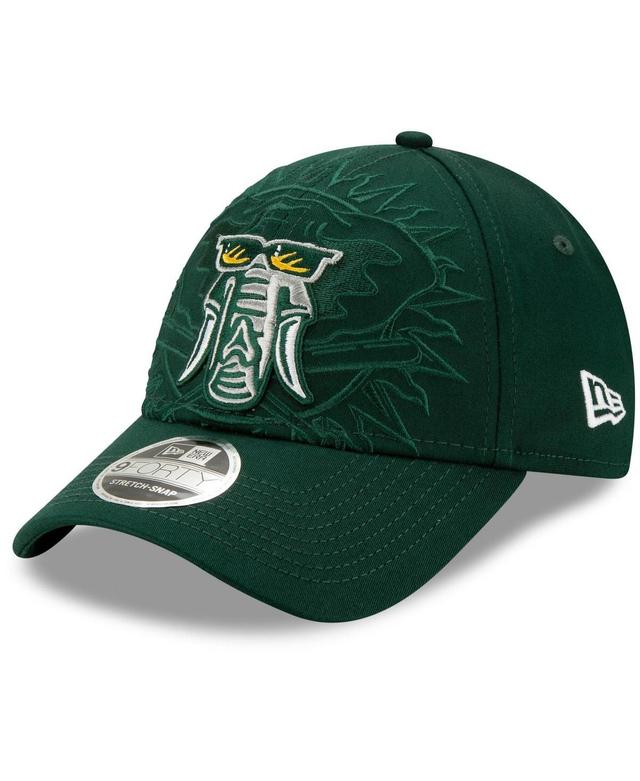 Mens New Era Green Oakland Athletics Logo Elements Stretch Snapback 9FORTY Adjustable Hat Product Image