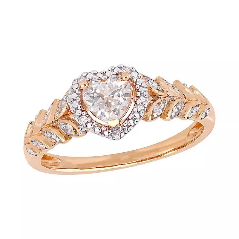 Stella Grace 10K Gold Gemstone & Diamond Accent Heart Ring, Womens White Product Image