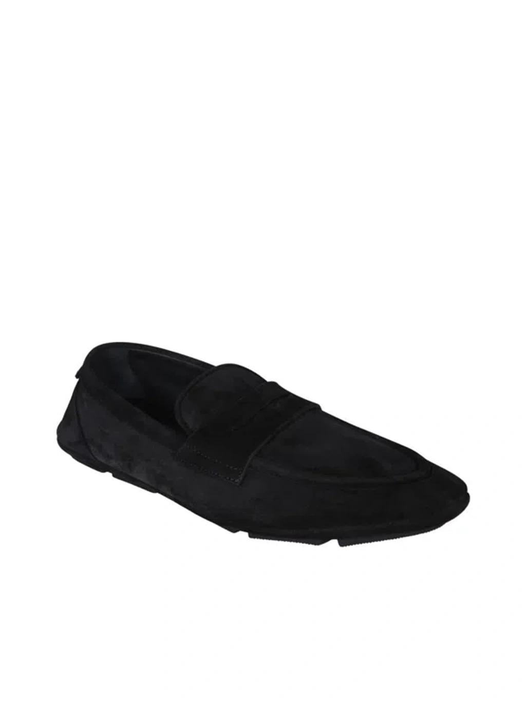 Suede Blue Loafer In Black Product Image