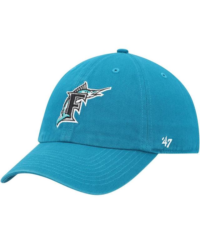 Mens 47 Teal Florida Marlins Cooperstown Collection Clean Up Adjustable Hat Product Image