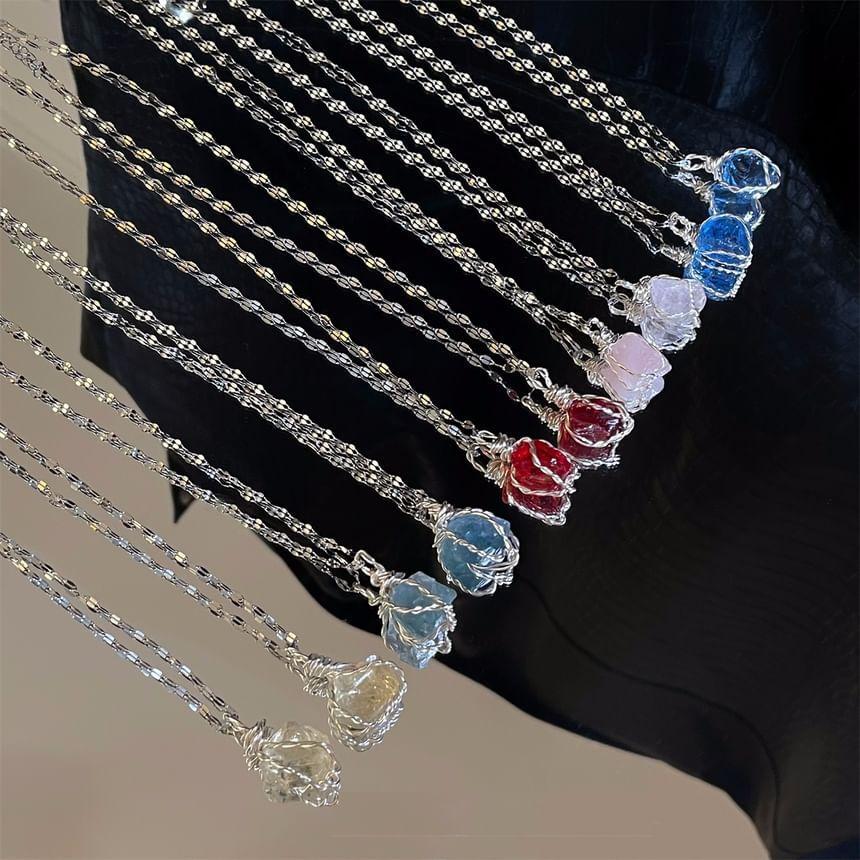 Faux Crystal Pendant Alloy Necklace Product Image