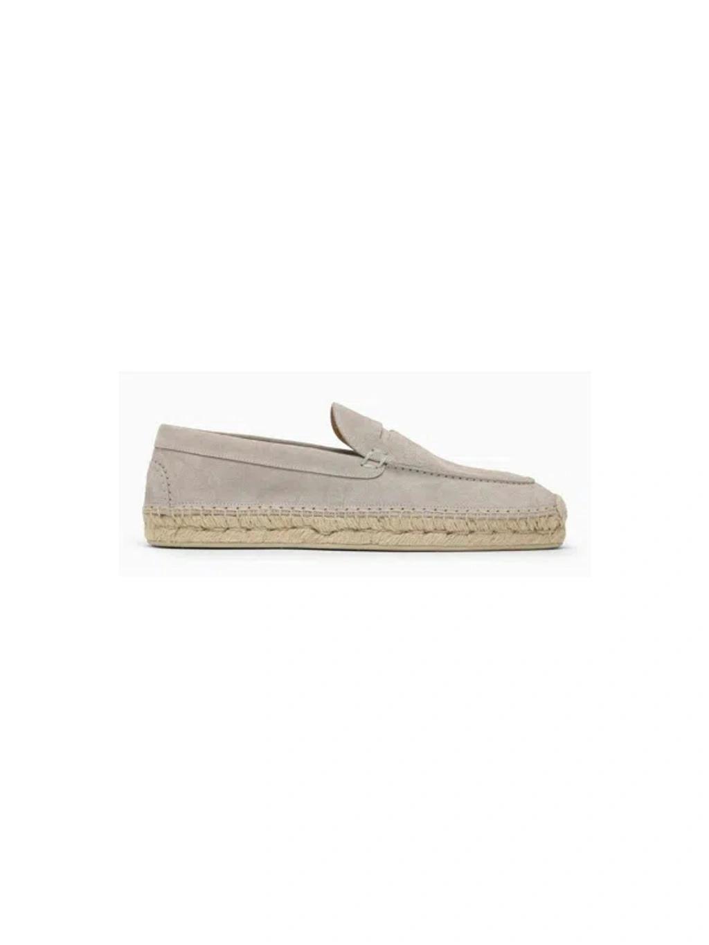 CHRISTIAN LOUBOUTIN Men's Goose-coloured Suede Espadrilles In Grey Product Image