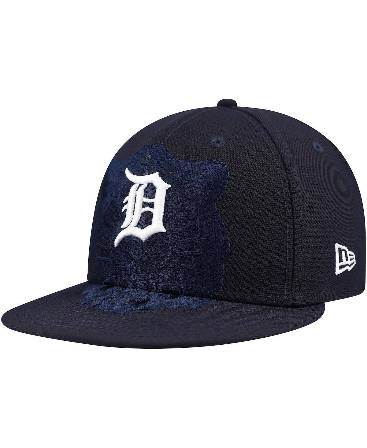 Mens New Era Detroit Tigers Shadow Logo 59FIFTY Fitted Hat Blue Product Image