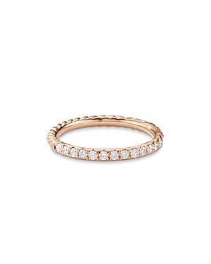 Womens Cable Collectibles Stack Ring in 18K Rose Gold with Pav Diamonds Product Image