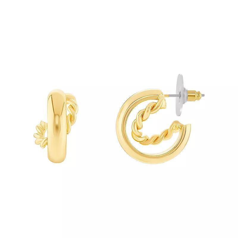 Emberly Polished Twisted Double C-Hoop Earrings, Womens, Yellow Product Image