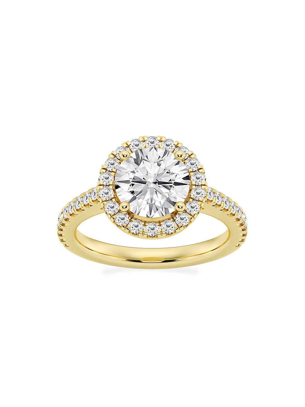 Womens 14K Yellow Gold & Round Lab-Grown Diamond Halo Ring/1.30-3.60 TCW Product Image