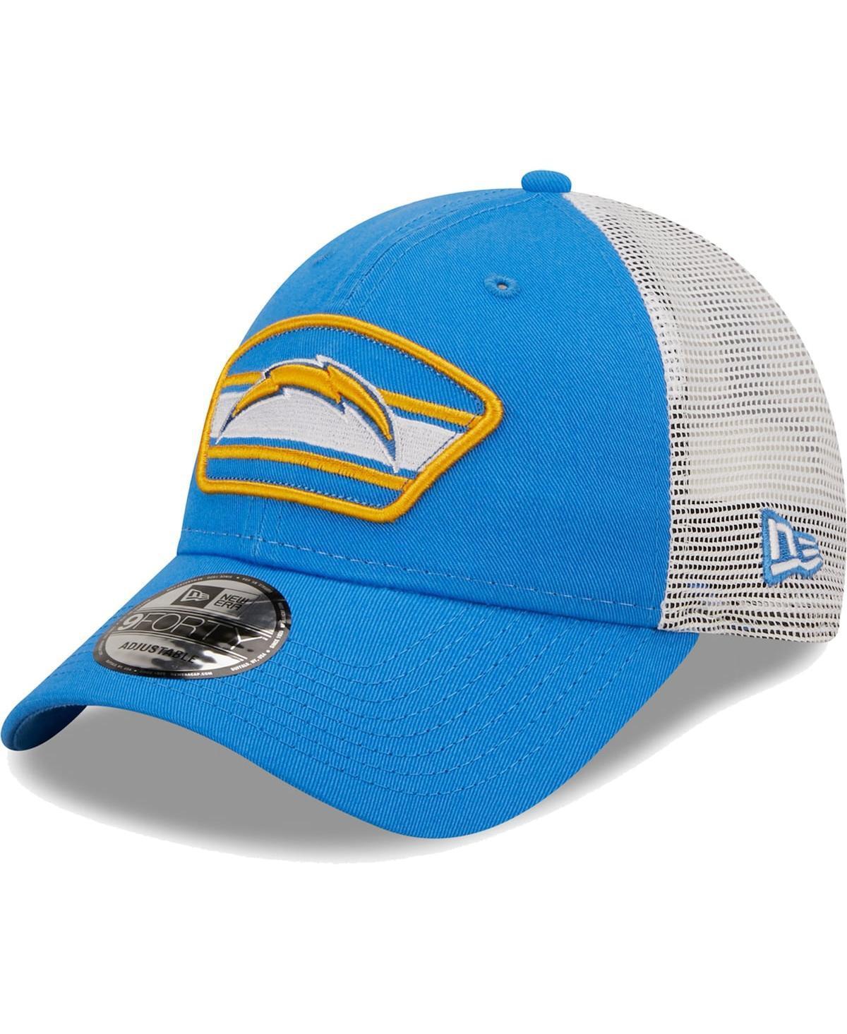 Mens New Era Powder Blue/White Los Angeles Chargers Logo Patch Trucker 9FORTY Snapback Hat Product Image