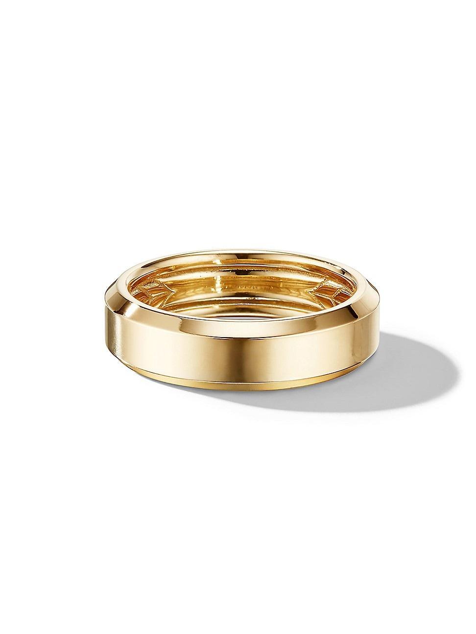 Mens Beveled Band Ring In 18K Yellow Gold, 6MM Product Image