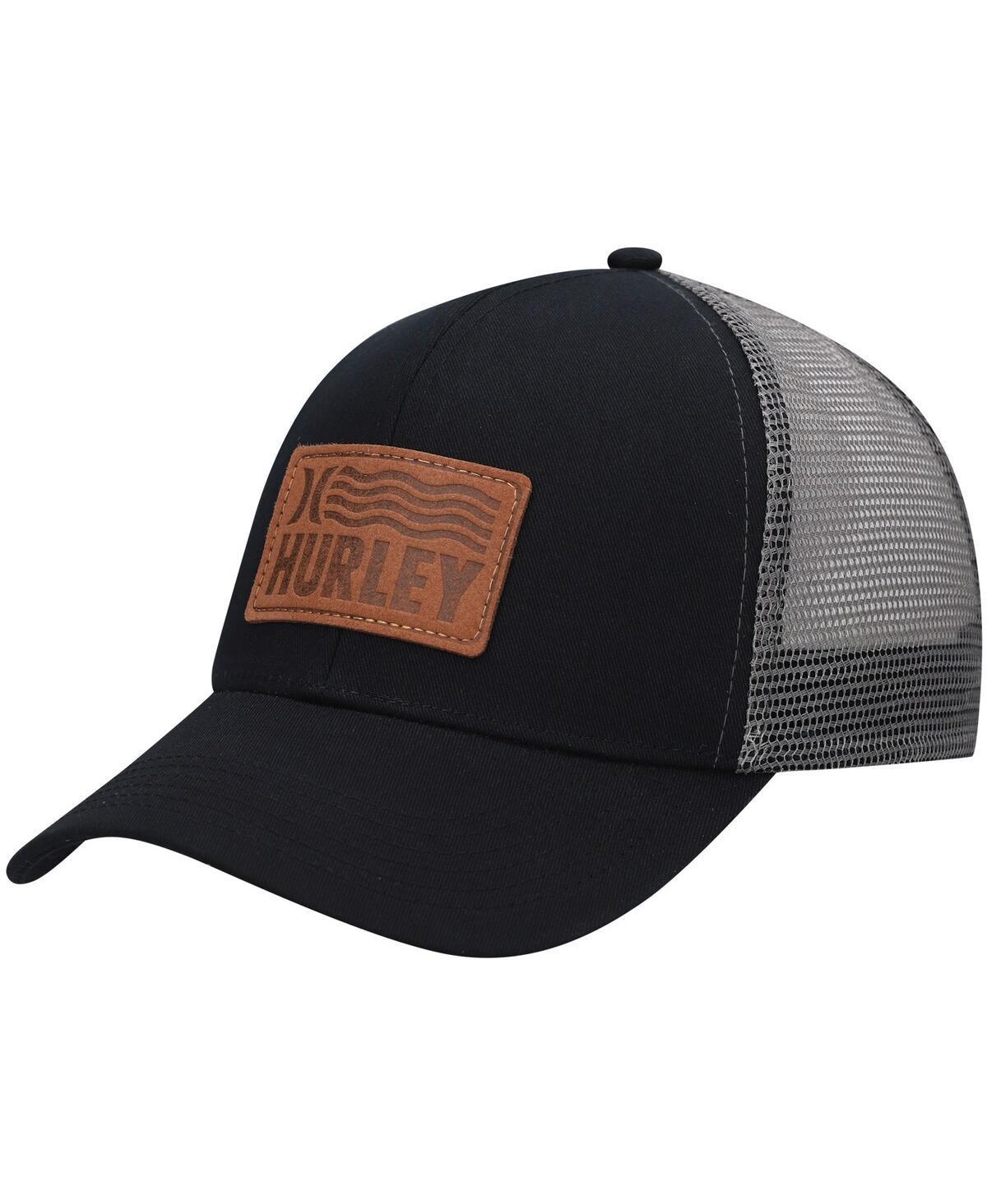 Mens Hurley Black Waves Trucker Snapback Hat Product Image