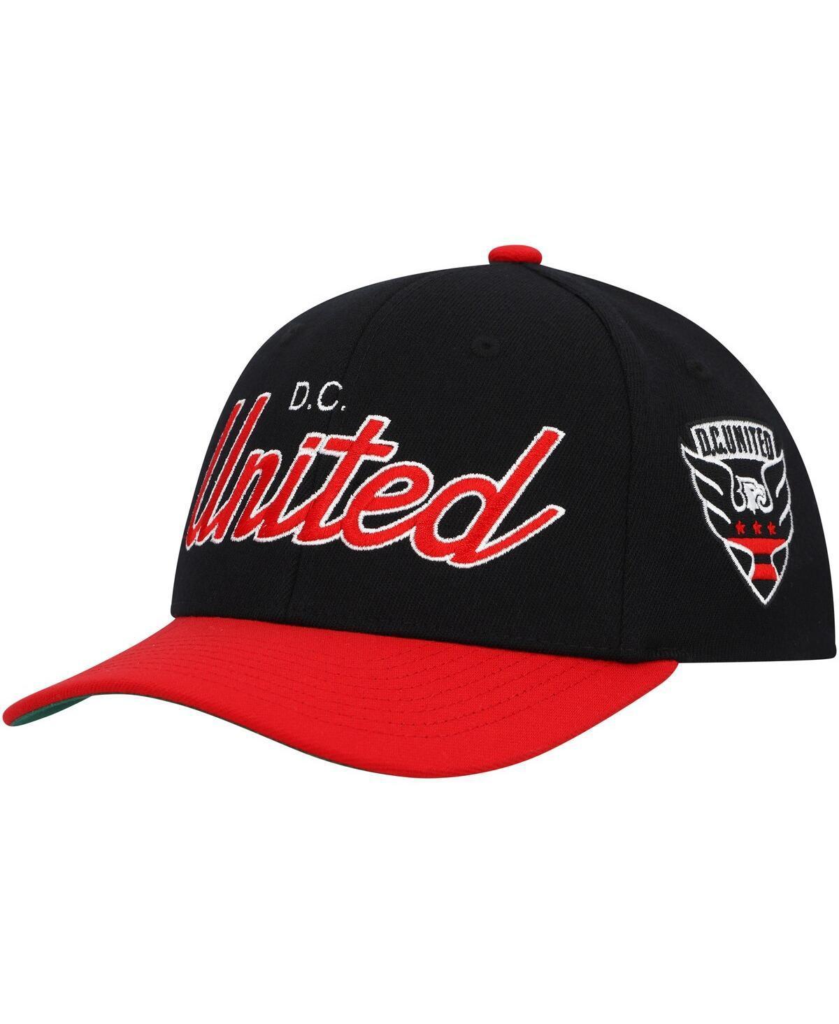 Mens Mitchell & Ness Black D.C. United Team Script 2.0 Stretch Snapback Hat Product Image