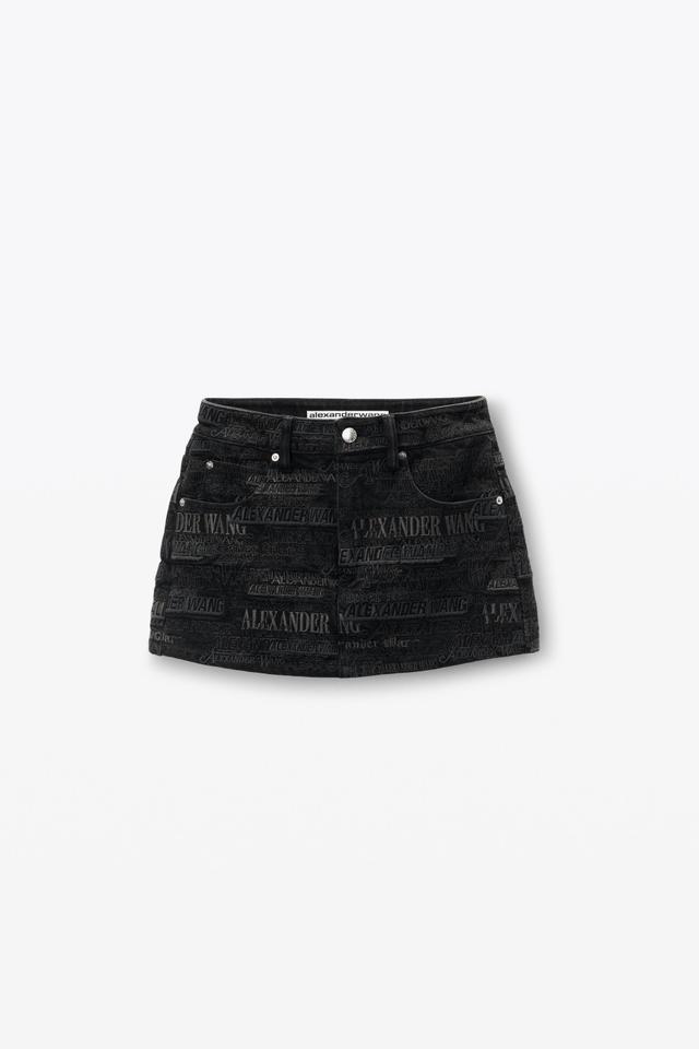 Newsprint Logo-embroidered Mini Skort In Denim Product Image