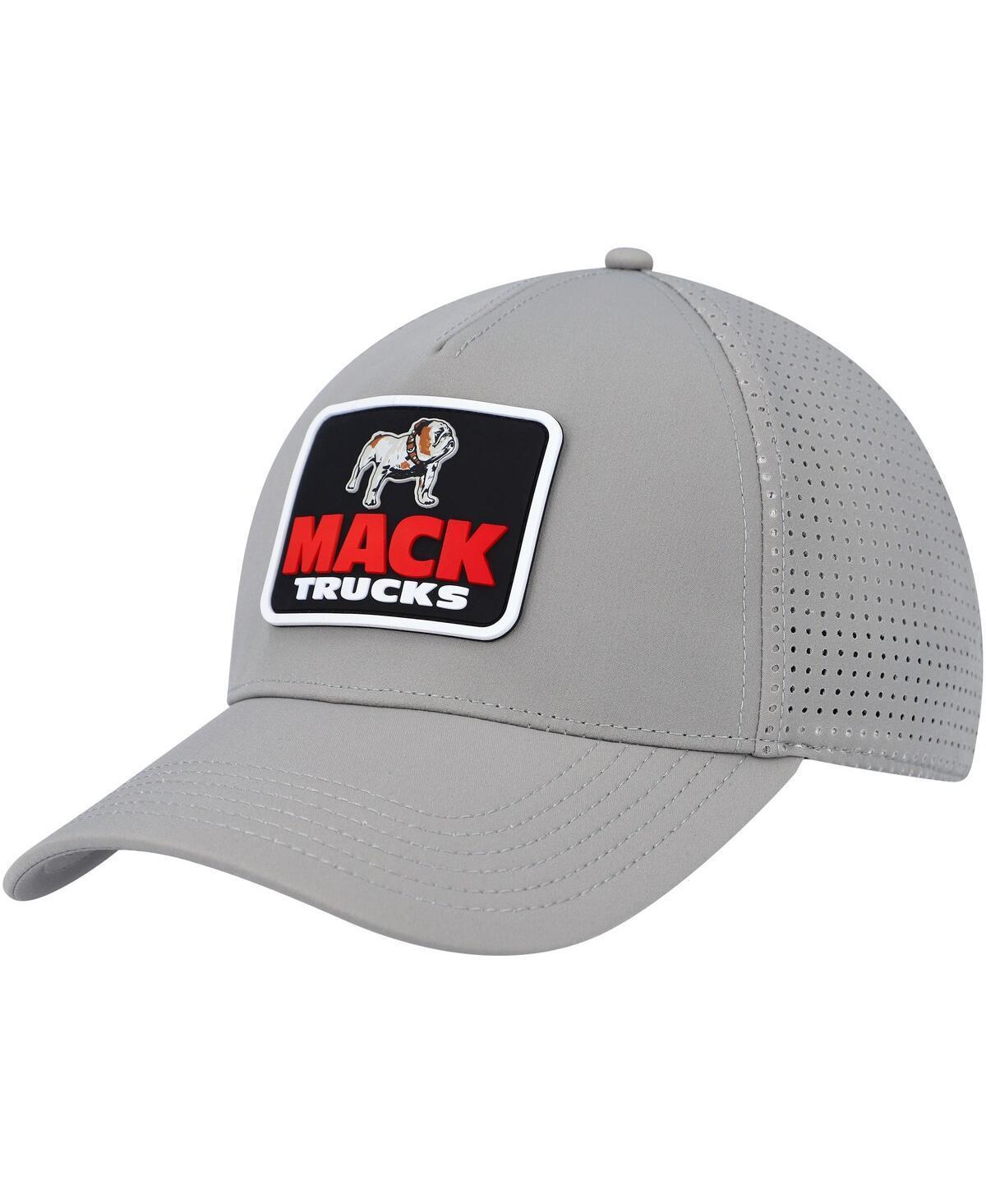 Mens American Needle Gray Mack Trucks Super Tech Valin Trucker Snapback Hat Product Image