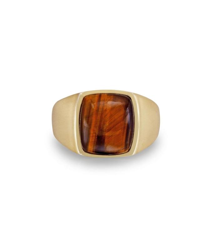 LuvMyJewelry Chatoyant Yellow Tiger Eye Gemstone Sterling Silver Men Signet Ring Product Image