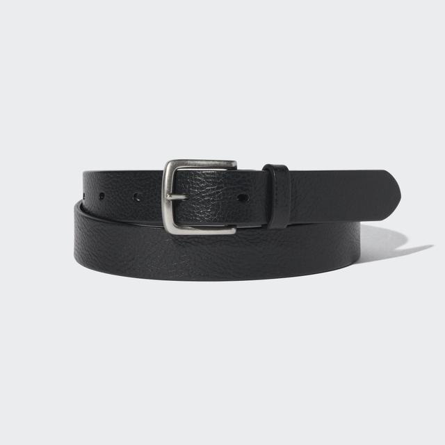 Mens Italian Leather Vintage Narrow Belt Black XL UNIQLO US Product Image