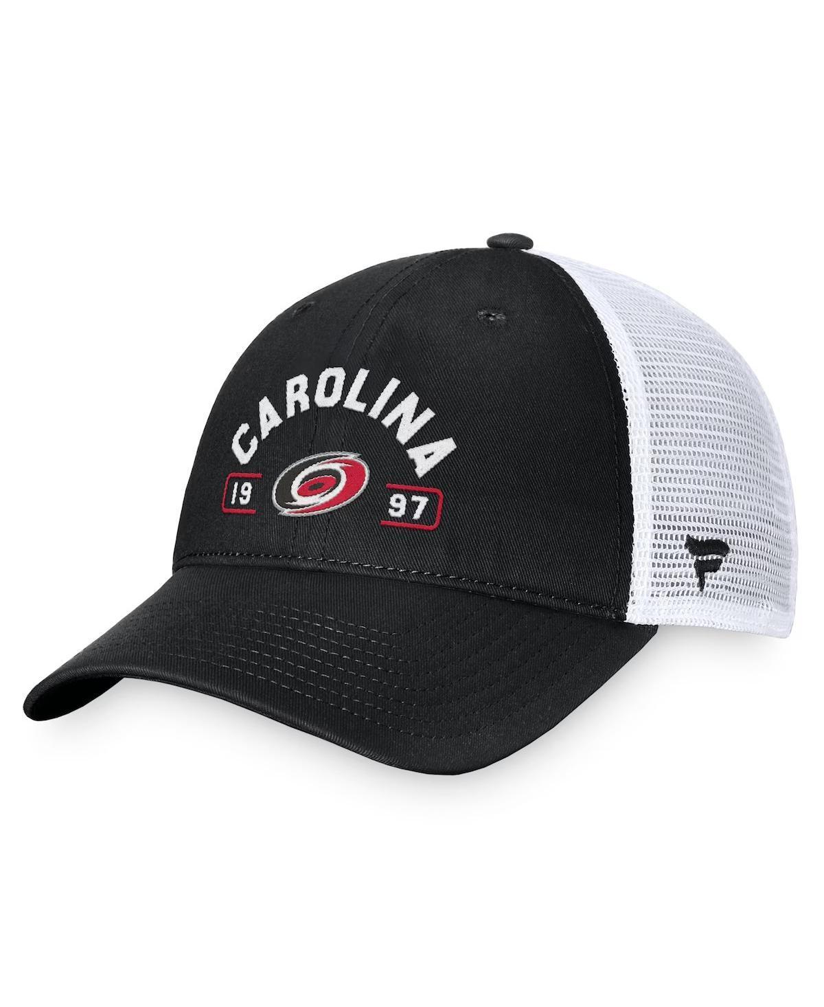 Fanatics Mens Black Carolina Hurricanes Free Kick Trucker Adjustable Hat - Black, White Product Image