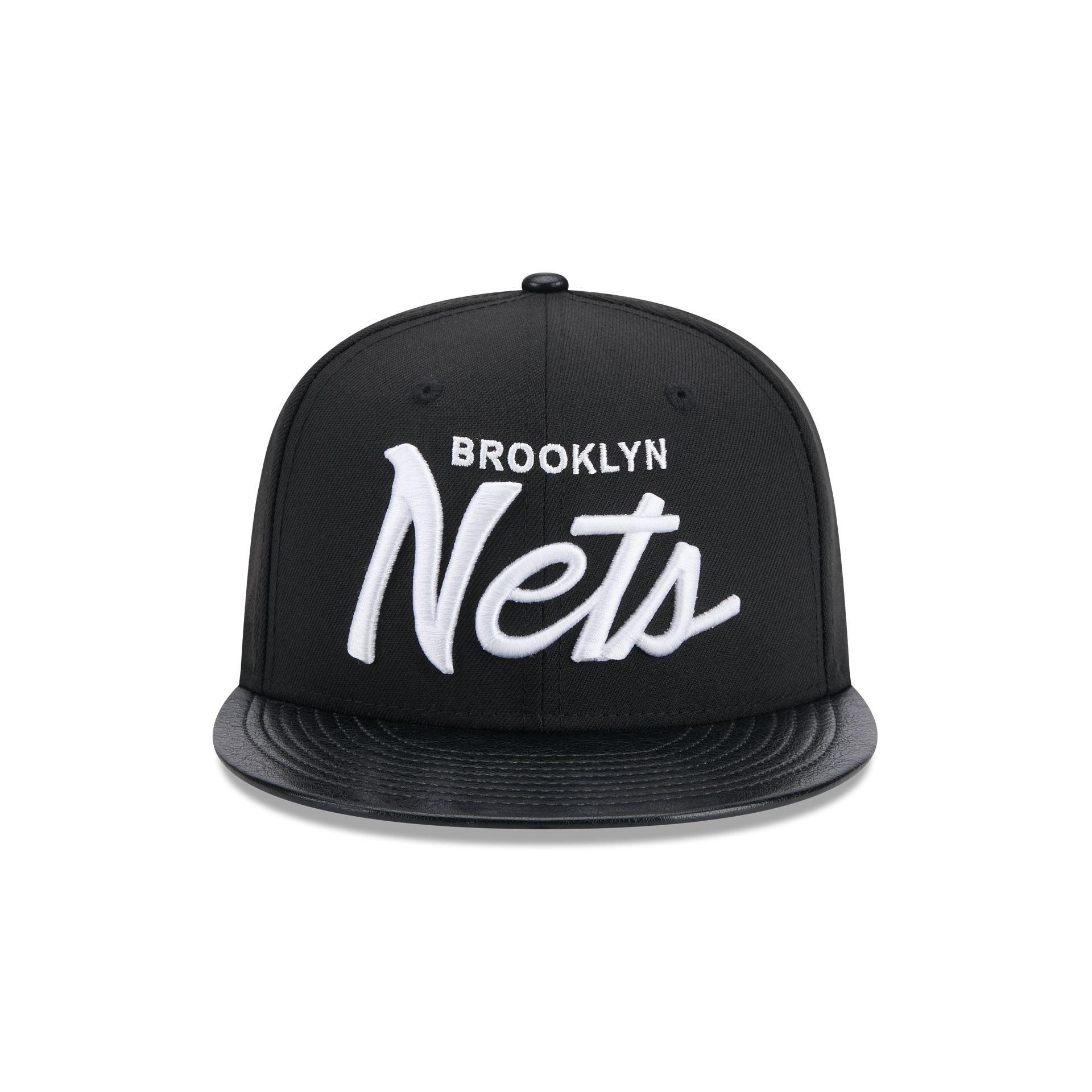 Brooklyn Nets Faux Leather Visor 9FIFTY Snapback Hat Male Product Image