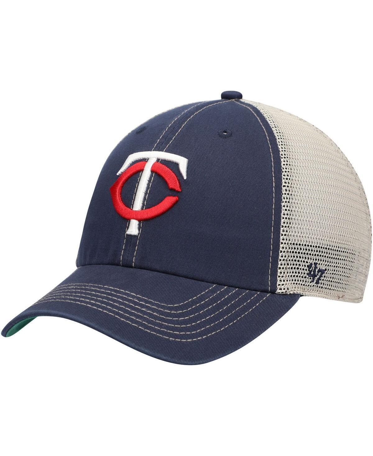 Mens 47 Brand Navy Minnesota Twins Trawler Clean Up Trucker Snapback Hat Product Image