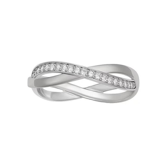 PRIMROSE Sterling Silver Cubic Zirconia Crossover Ring, Womens Product Image