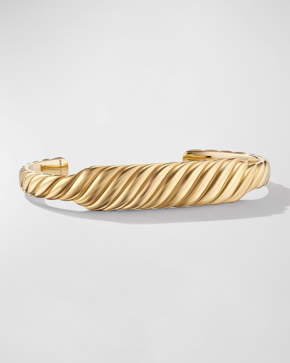 Mens Sculpted Cable Contour Bracelet in 18K Gold, 12.9mm Product Image