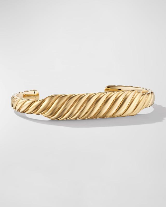 Mens Sculpted Cable Contour Bracelet in 18K Gold, 12.9mm Product Image