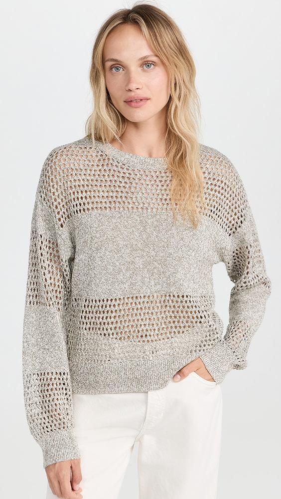 ATM Anthony Thomas Melillo Cotton Linen Blend Open Knit Crew Neck Sweater | Shopbop product image