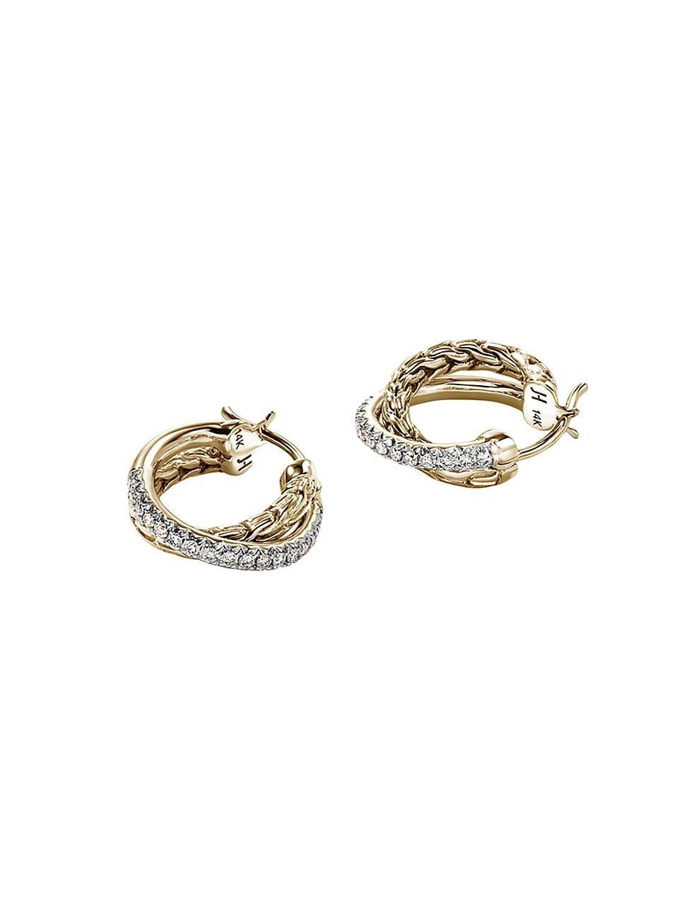 Womens JH Essentials 14K Yellow Gold & 0.27 TCW Diamond Pav Crossover Hoop Earrings Product Image