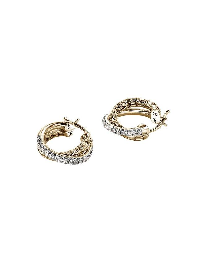 Womens JH Essentials 14K Yellow Gold & 0.27 TCW Diamond Pav Crossover Hoop Earrings Product Image