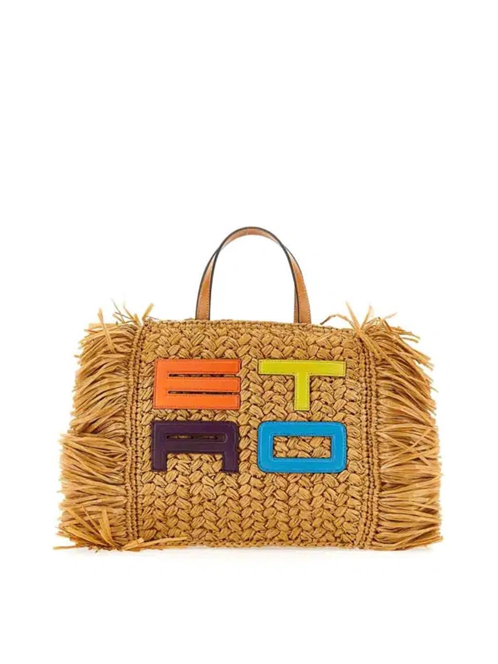 ETRO Raffia Tote Bag In Brown Product Image