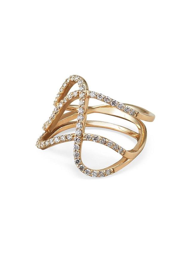 Womens Infinity 18K Yellow Gold & 0.77 TCW Diamond 3-Row Curved Ring Product Image