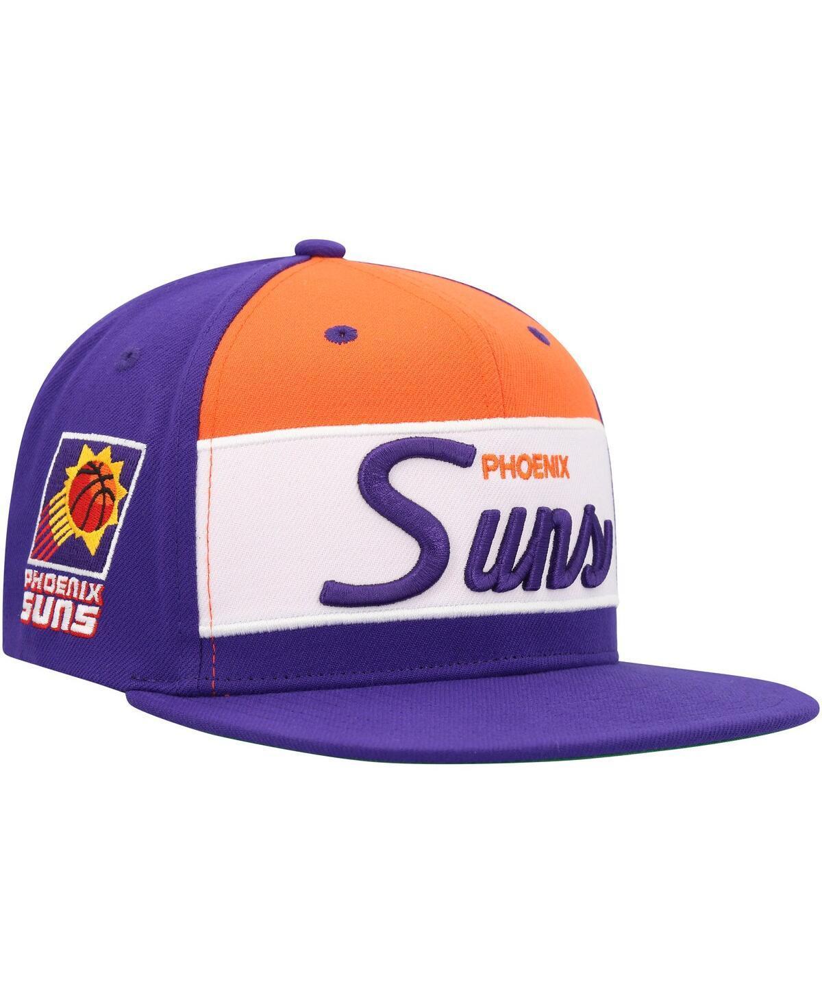 Mens Mitchell & Ness White/Purple Phoenix Suns Retro Sport Color Block Script Snapback Hat Product Image