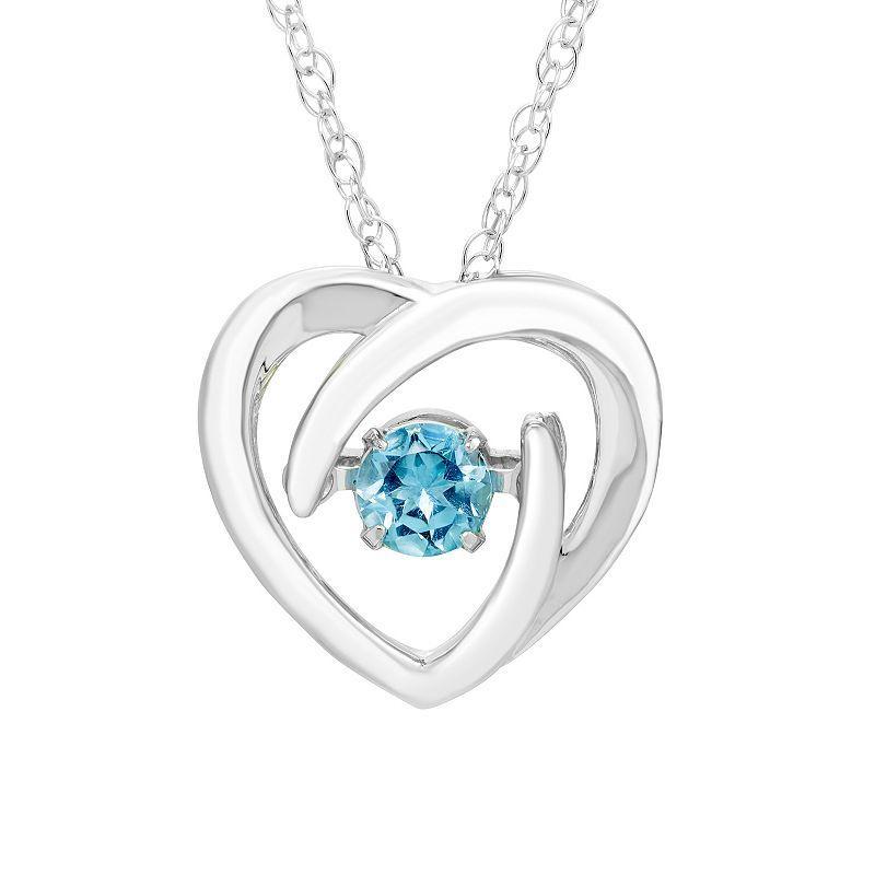 Boston Bay Diamonds Brilliance in Motion Sterling Silver Blue Topaz Dancing Gemstone Heart Pendant, Womens Product Image