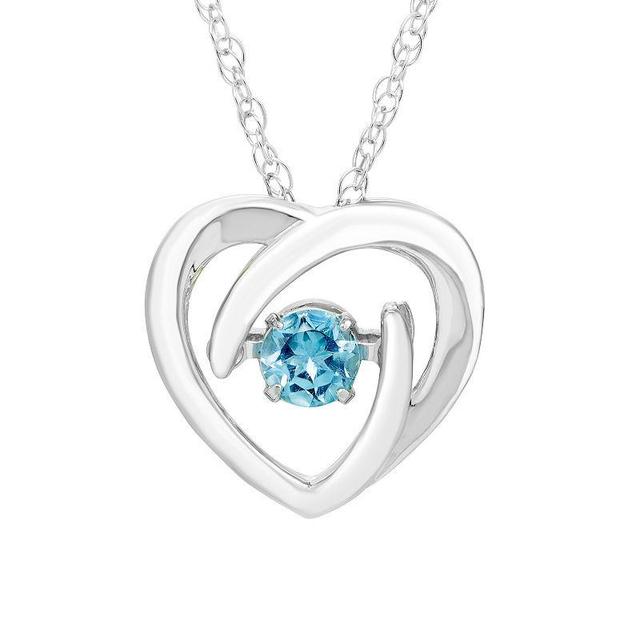 Boston Bay Diamonds Brilliance in Motion Sterling Silver Blue Topaz Dancing Gemstone Heart Pendant, Womens Product Image