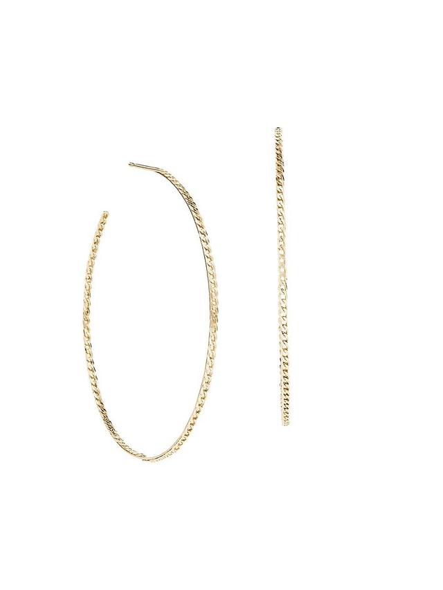 Womens 14K Yellow Gold Nude Curb Chain Large Hoops Product Image